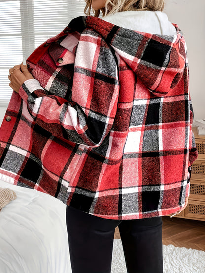 Women’s Plaid Hooded Fleece Jacket