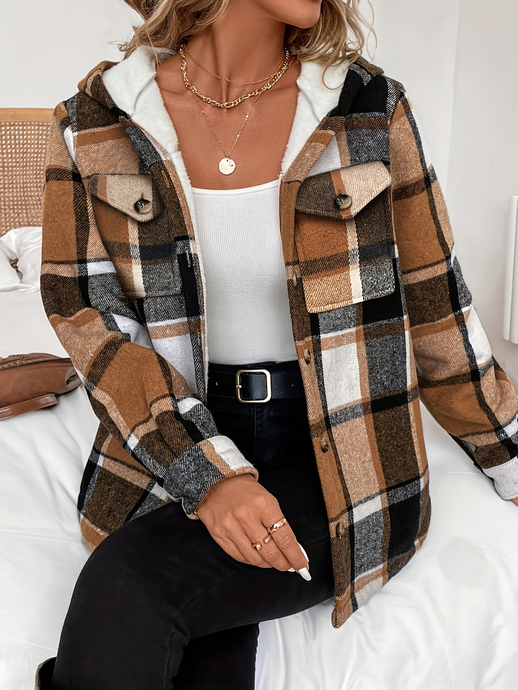 Plaid Hooded Jacket – Women’s Casual Fleece