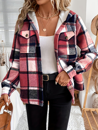 Women’s Plaid Hooded Fleece Jacket