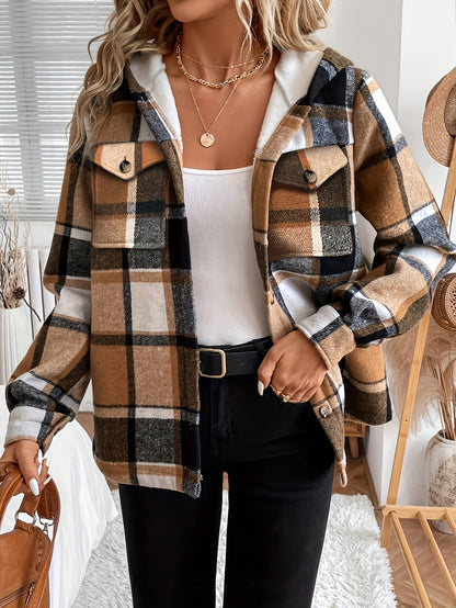 Women’s Plaid Hooded Fleece Jacket