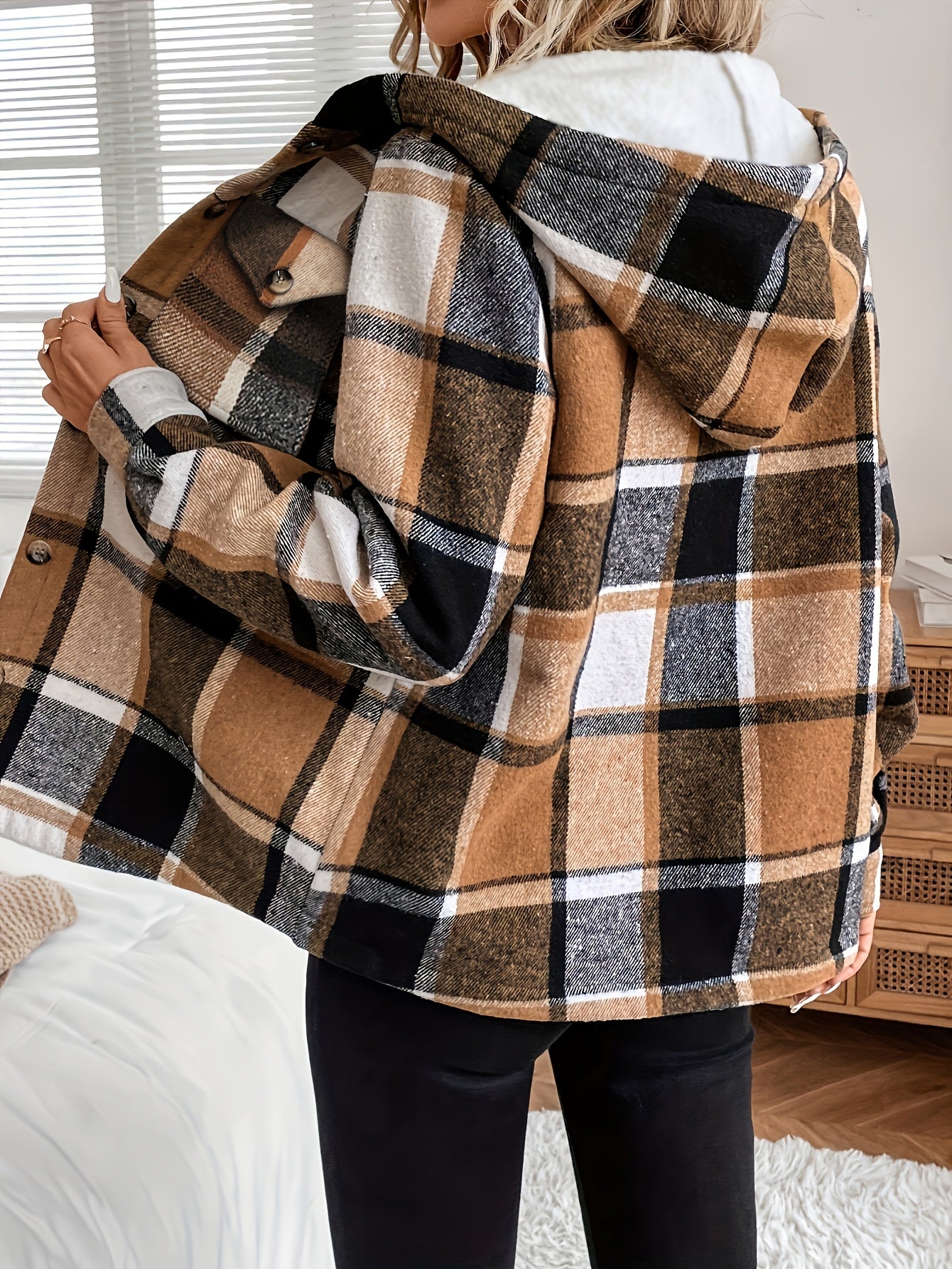 Plaid Hooded Jacket – Women’s Casual Fleece