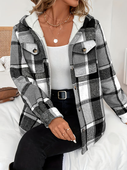 Women’s Plaid Hooded Fleece Jacket