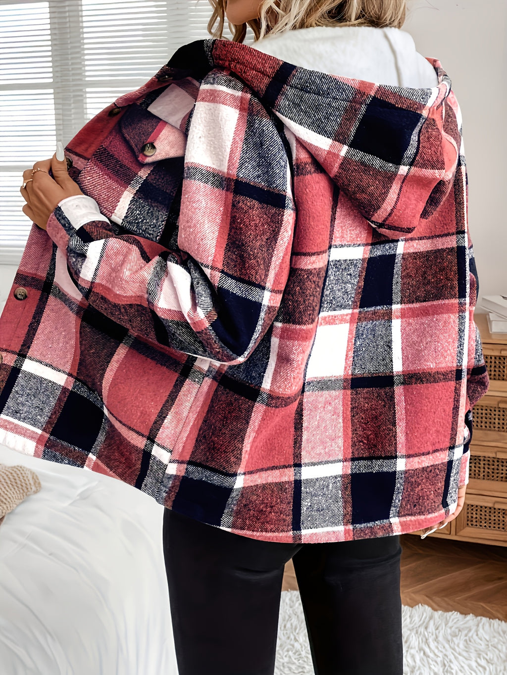 Plaid Hooded Jacket – Women’s Casual Fleece