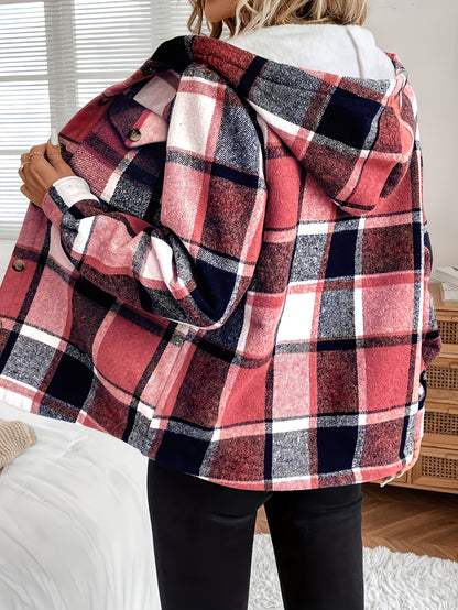 Women’s Plaid Hooded Fleece Jacket