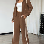 Elegant Women’s Set – Long Sleeve Top + Wide-Leg Trousers