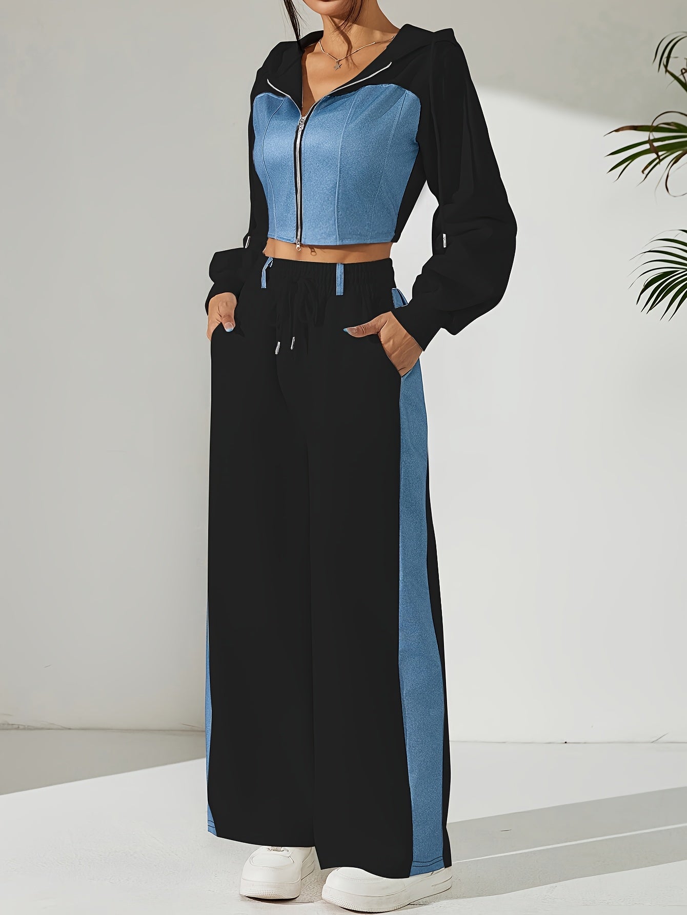 Bellary Essential Two-Piece Set – Zip-Up Hoodie & Wide-Leg Pants