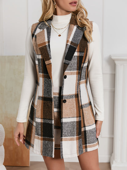 Plaid Vest and Skirt Two-Piece Set