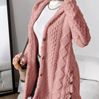 Plush Elegance – Hooded Jacquard Coat