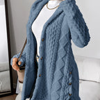Plush Elegance – Hooded Jacquard Coat