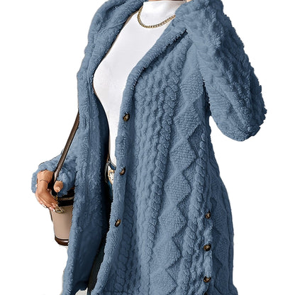 Bellary Plush Elegance Hooded Jacquard Coat