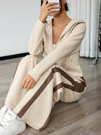 Elegant Women’s Set – Long Sleeve Top + Wide-Leg Trousers