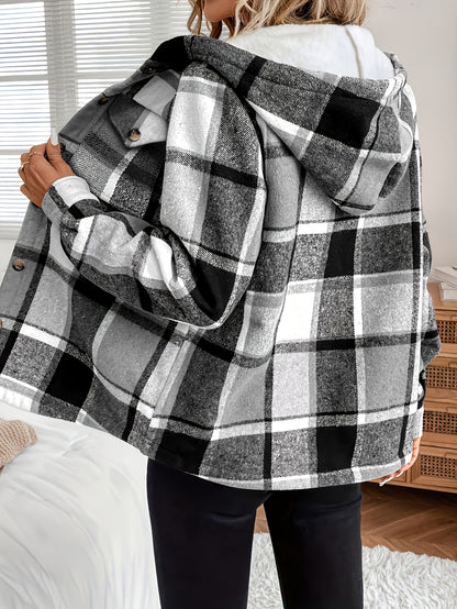 Women’s Plaid Hooded Fleece Jacket