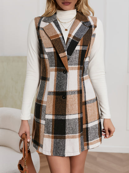Plaid Vest and Skirt Two-Piece Set