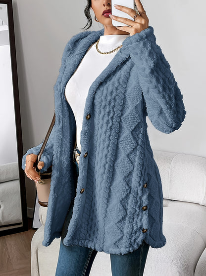 Bellary Plush Elegance Hooded Jacquard Coat
