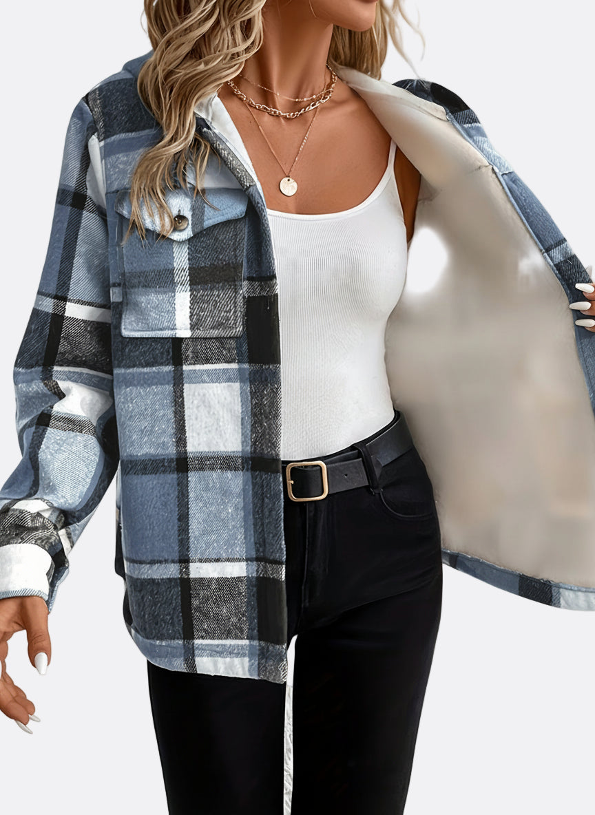 Women’s Plaid Hooded Fleece Jacket