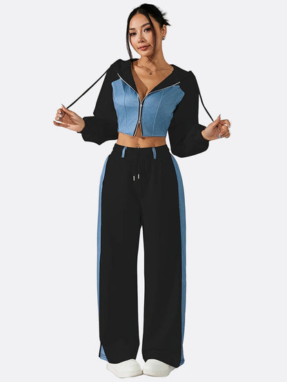Bellary Essential Two-Piece Set – Zip-Up Hoodie & Wide-Leg Pants