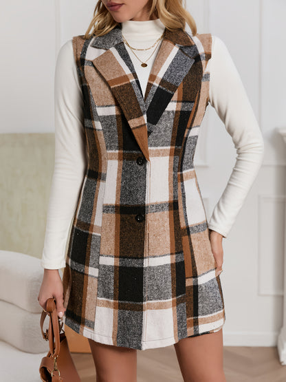 Plaid Vest and Skirt Two-Piece Set