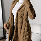 Plush Elegance – Hooded Jacquard Coat