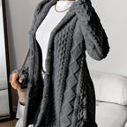 Plush Elegance – Hooded Jacquard Coat