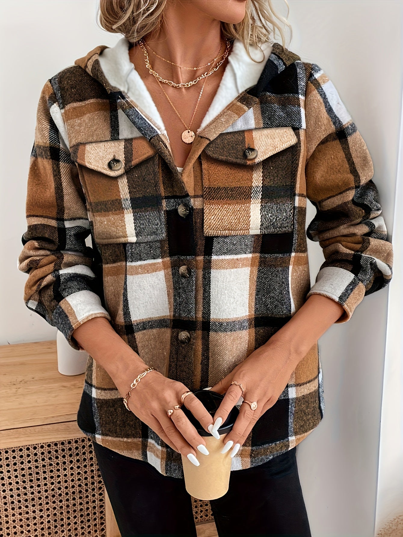 Plaid Hooded Jacket – Women’s Casual Fleece