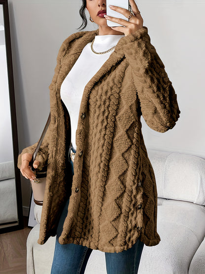 Bellary Plush Elegance Hooded Jacquard Coat