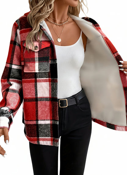 Women’s Plaid Hooded Fleece Jacket