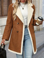 Brown Double-Breasted Coat with Soft Lining