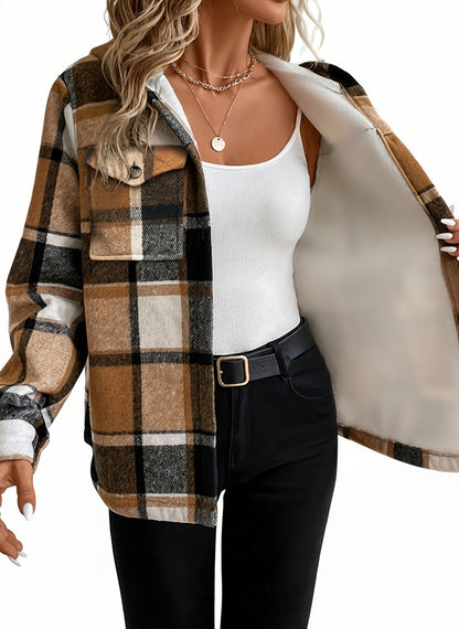 Women’s Plaid Hooded Fleece Jacket