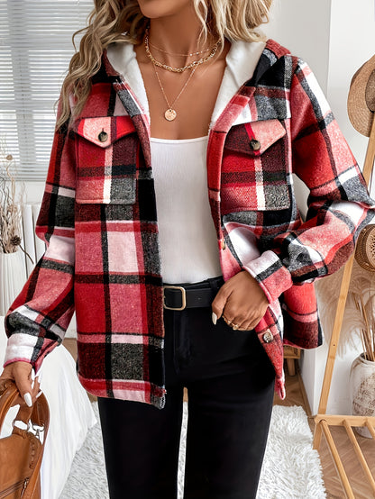 Women’s Plaid Hooded Fleece Jacket