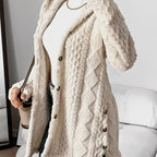 Plush Elegance – Hooded Jacquard Coat