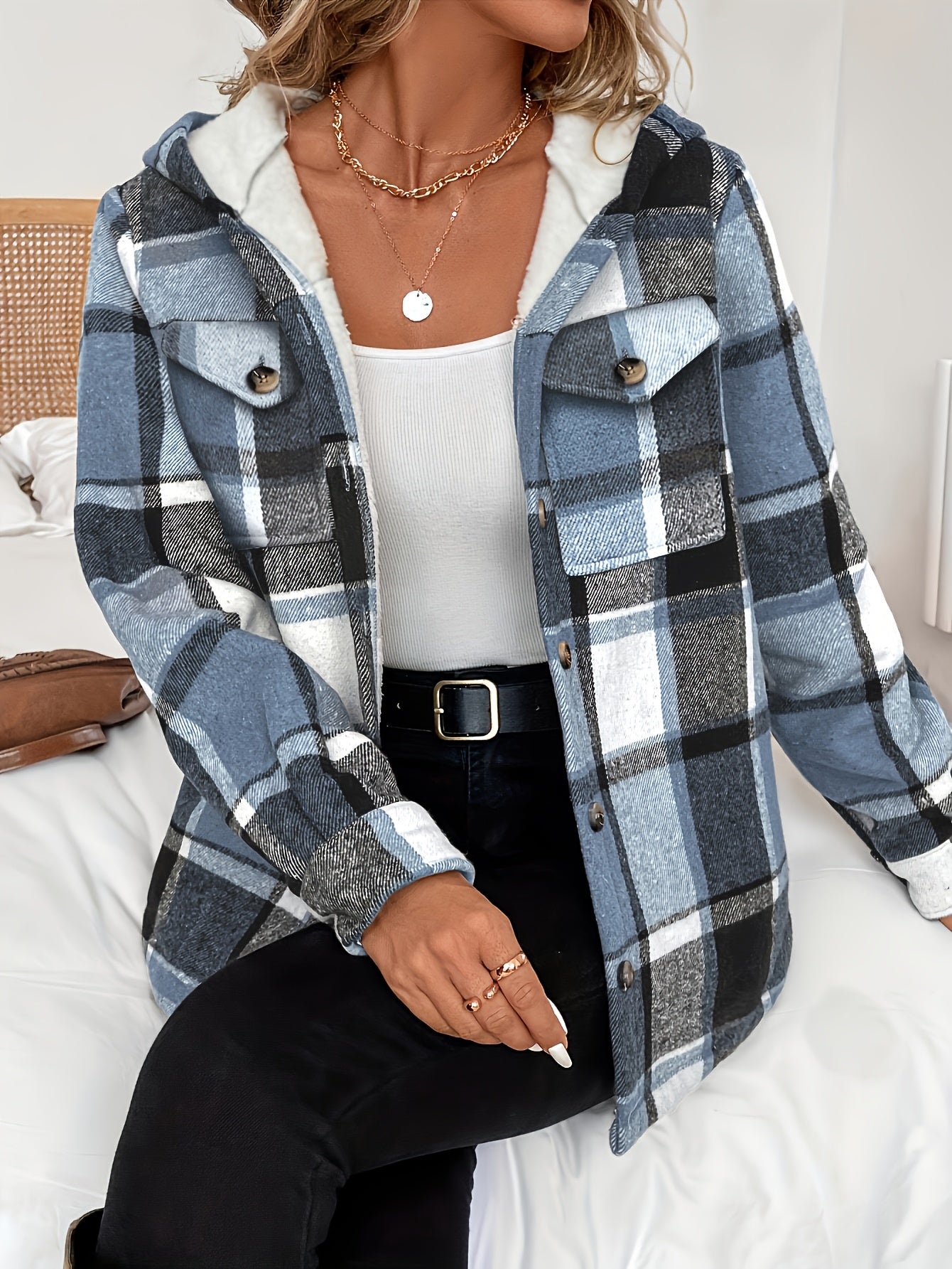 Plaid Hooded Jacket – Women’s Casual Fleece